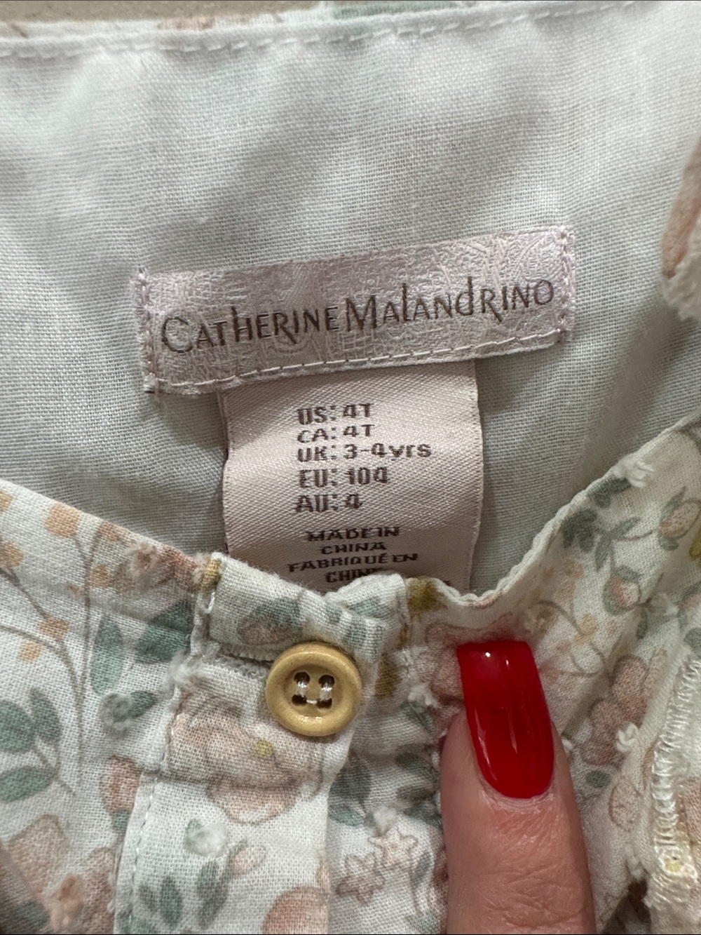 Catherine Malandrino Girls Floral Button-Front Dress in White, Pink & Yellow - Picture 2 of 5